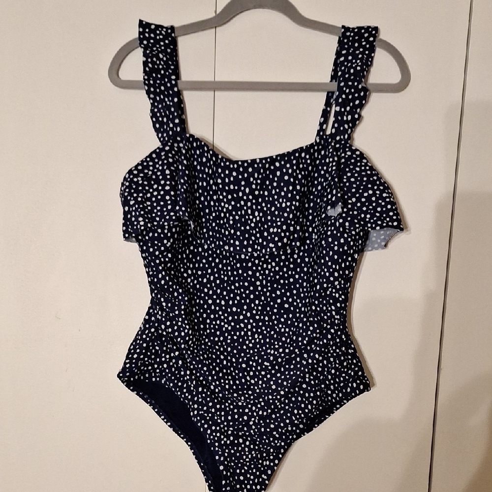 Navy Polka Dot One-Piece Swimsuit